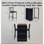 Best Choice Products 3-Piece Wooden Counter Height Dining Table Set