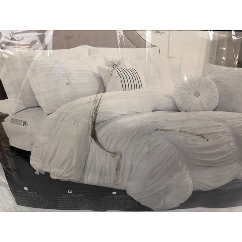 Elegant Comfort Solid Print Washable Comforter Sets, Full, White, 10-Piece
