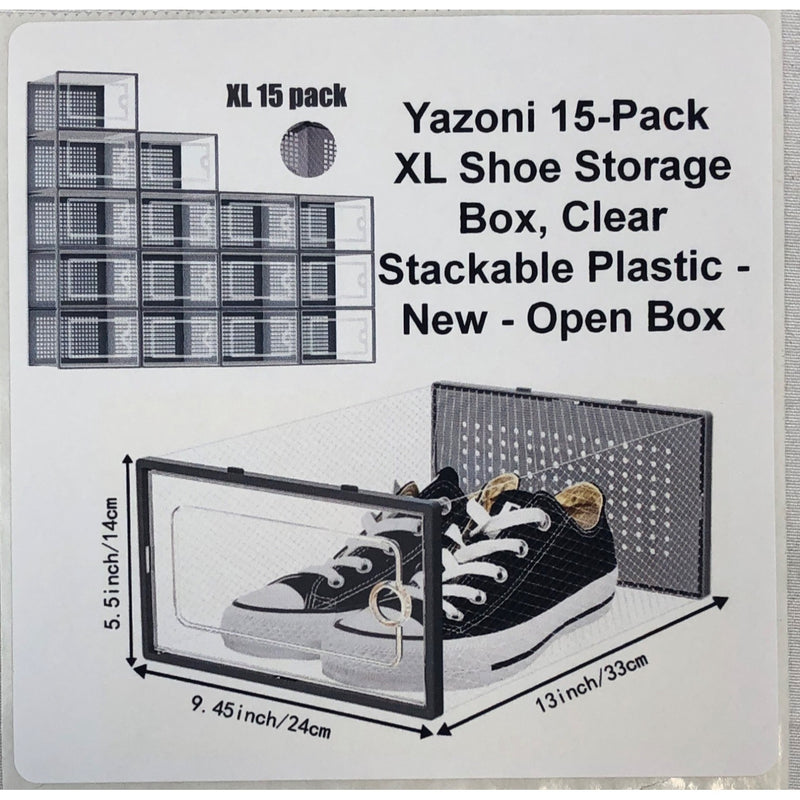 Yazoni 15-Pack XL Shoe Storage Box,Clear Stackable Plastic