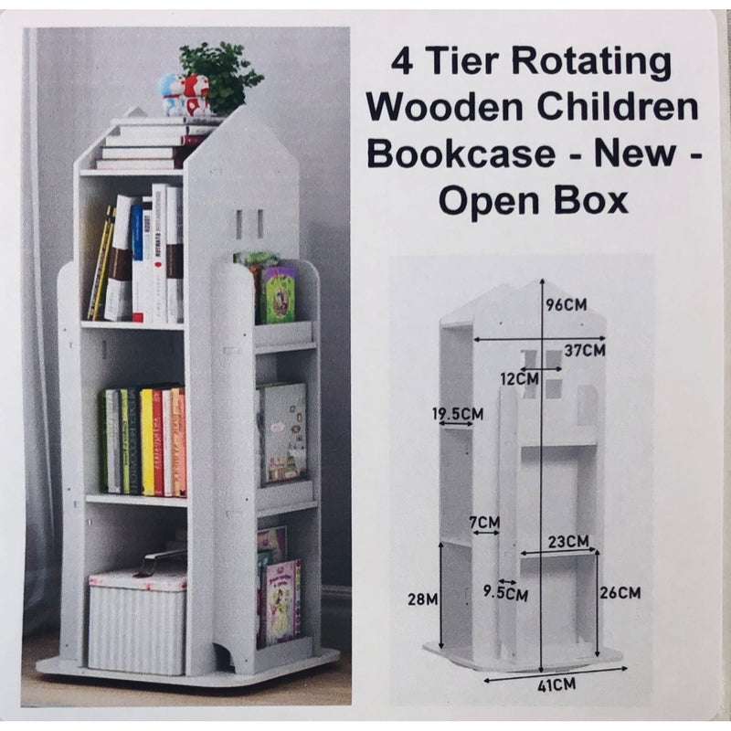 4 Tier Rotating Wooden Children Bookcase