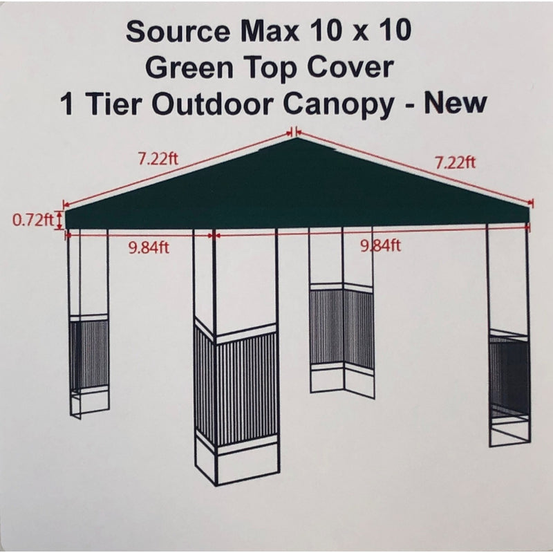 Source Max 10 x 10 Green Top Cover 1 Tier Outdoor Canopy