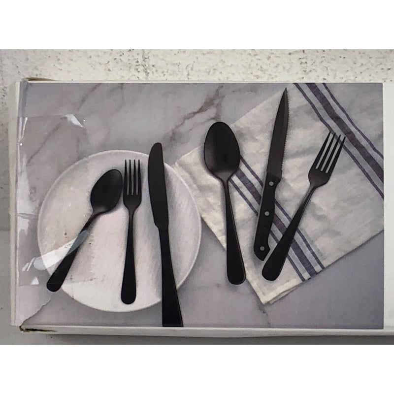 Astercook 25-Pieces Black Silverware Set with Steak Knives, Set  For 4