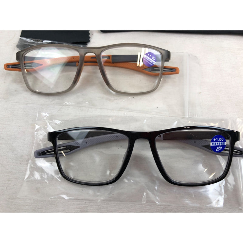 JixGien 2 Pack Reading Glasses for Men Sports Style Blue Light Blocking Readers