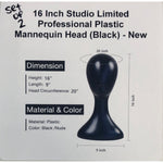 16 Inch Studio Limited Professional Plastic Mannequin Heads, Set of 2 (Black)