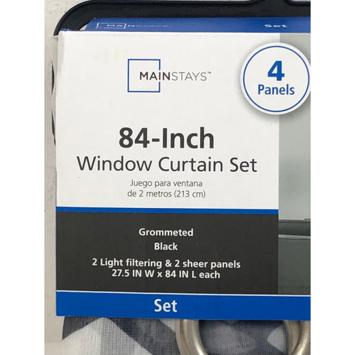 Mainstays Kingswood Sheer Grommet Curtain Panel Set, 4 Piece, 27.5 W x 84 L