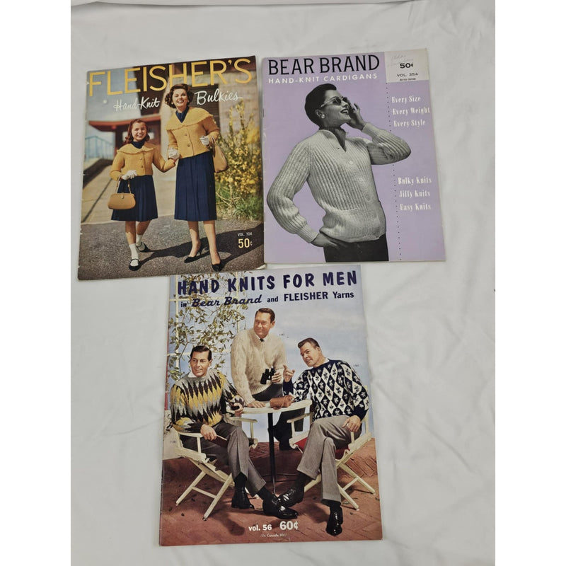 3 Magazine Issues Vintage - Fleisher's/Bear Brand - Knit Cardigan Pattern