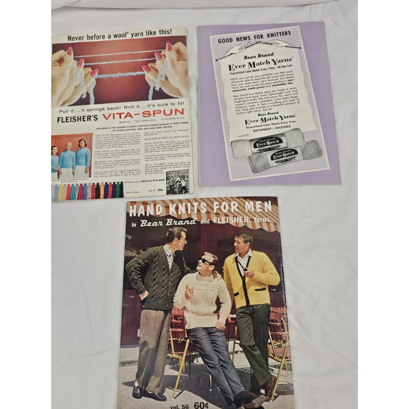 3 Magazine Issues Vintage - Fleisher's/Bear Brand - Knit Cardigan Pattern