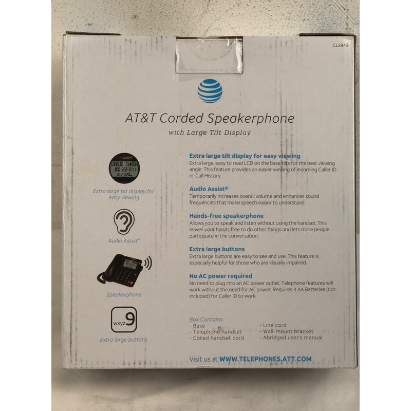 AT&T CL2940 Corded Single Line Speakerphone Caller ID/Call, Large Tilt Display