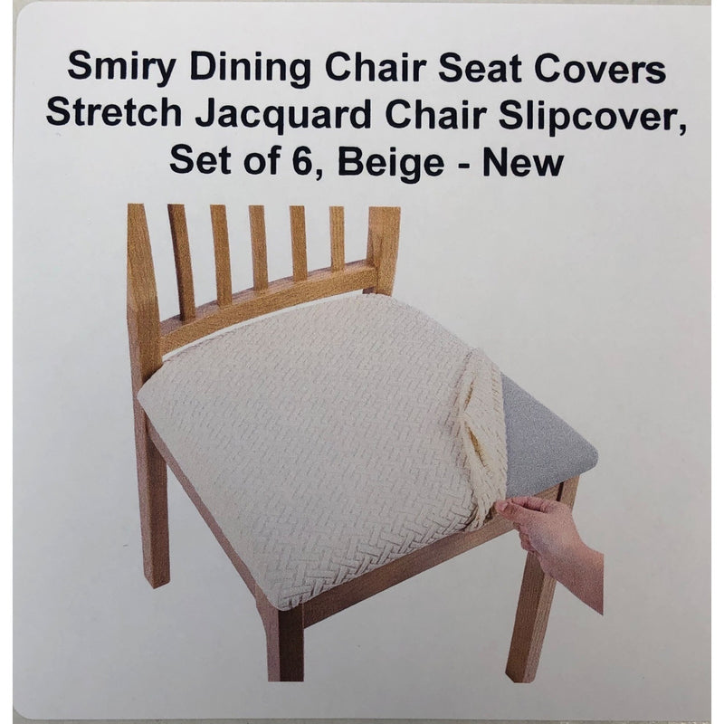 Smiry Dining Chair Seat Covers Stretch Jacquard Chair Slipcover, Set of 6, Beige