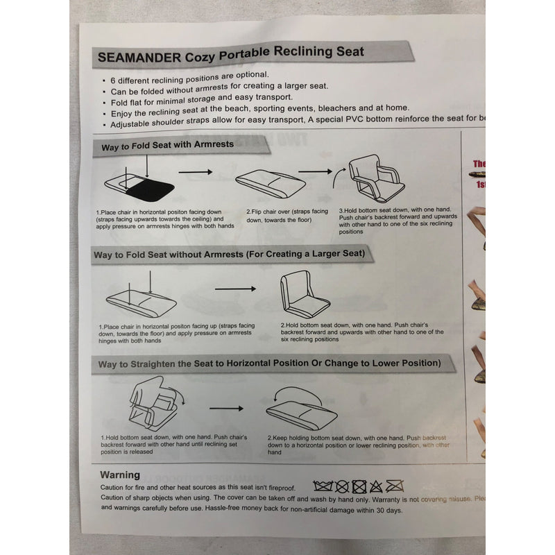 Seamander Large Size Foldable Stadium Seat Chair