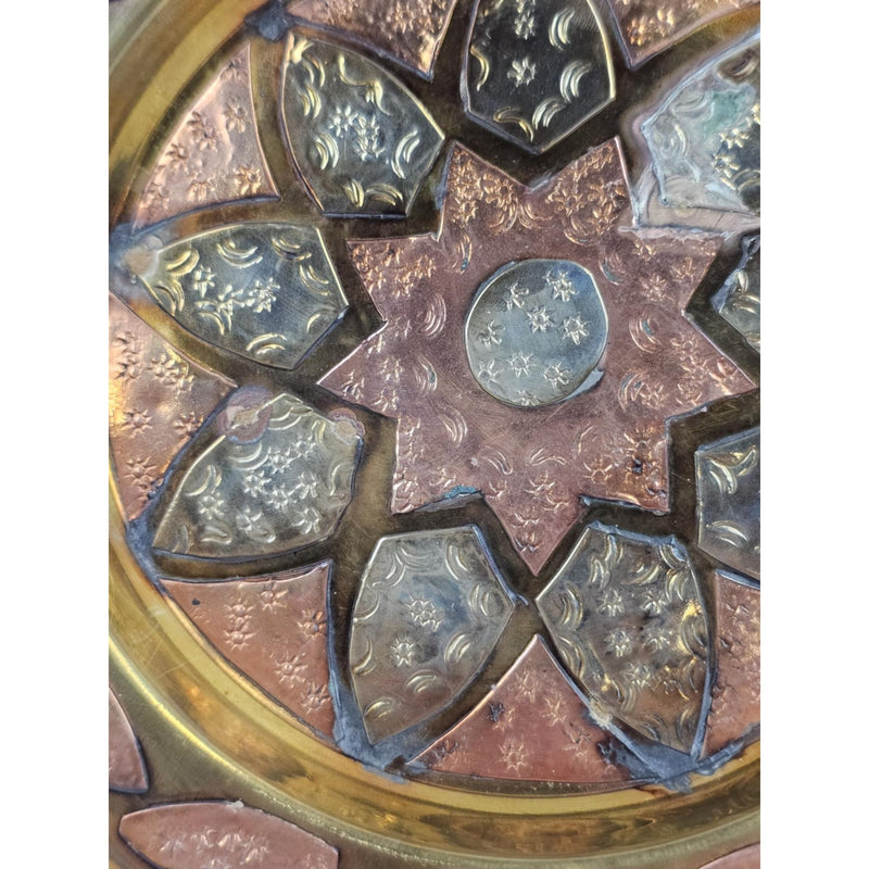 Vintage Brass Handcrafted Artisan Wall Plate - 8 Point Copper & Tin