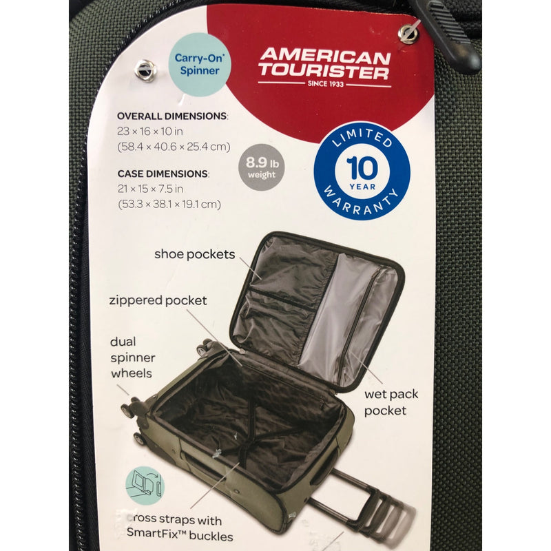 American Tourister Cargo Max 21in Softside Carry-on Spinner Luggage, Olive