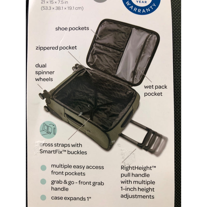 American Tourister Cargo Max 21in Softside Carry-on Spinner Luggage, Olive