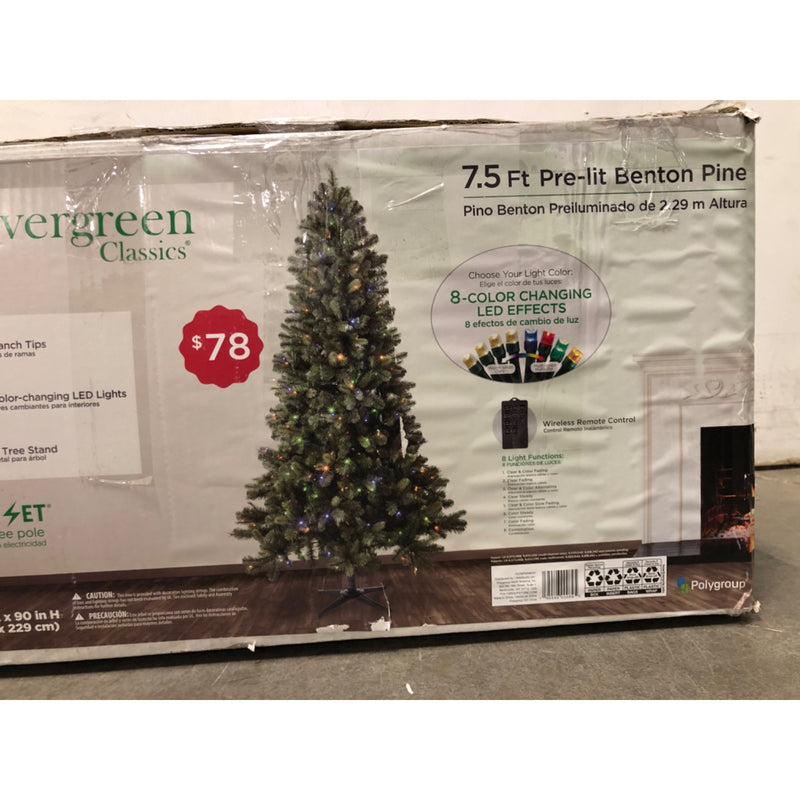 Evergreen Classics 7.5ft Pre-Lit Benton Pine Artificial Christmas Tree