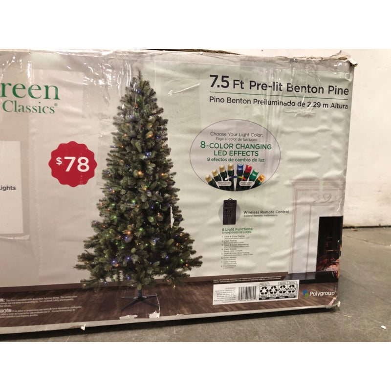 Evergreen Classics 7.5ft Pre-Lit Benton Pine Artificial Christmas Tree