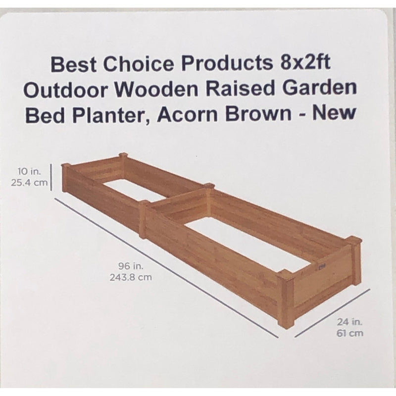 Best Choice Products 8x2ft Outdoor Wooden Raised Garden Bed Planter, Acorn Brown