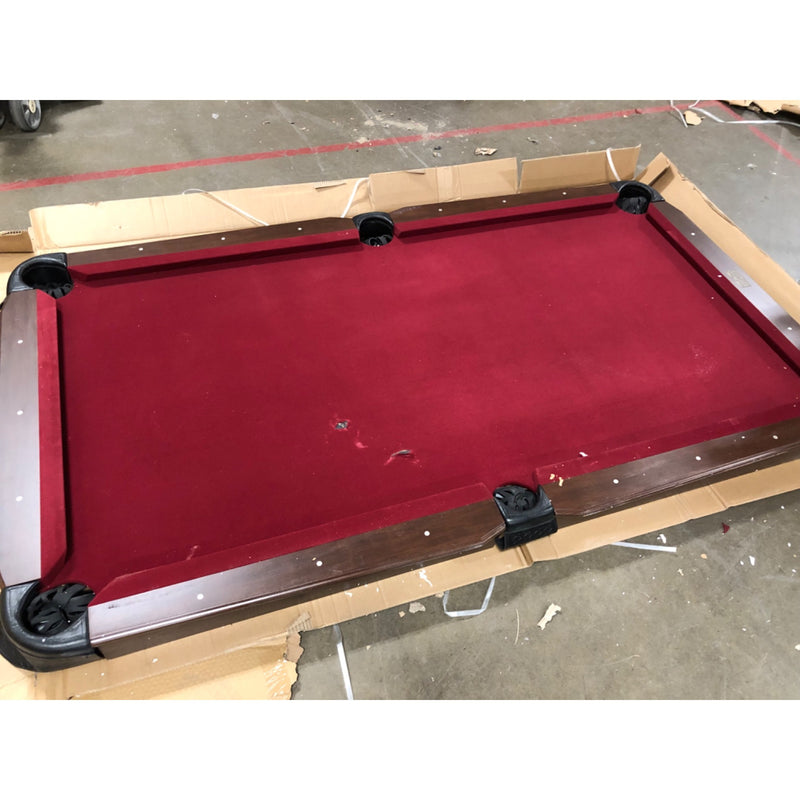 7.5 ft Pool Table, Billiard Cue Rack, Dartboard Set, Burgundy