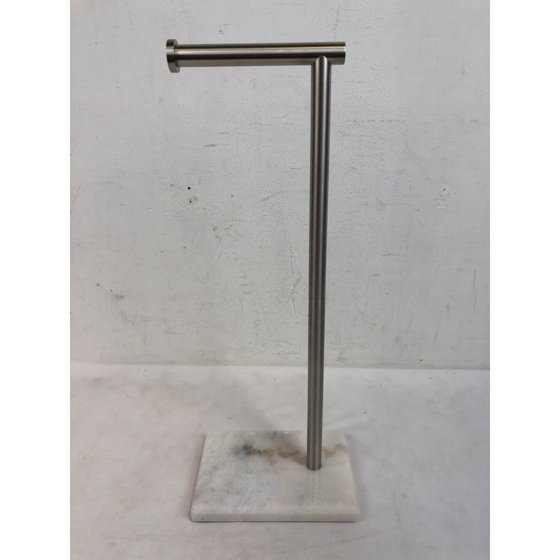 Freestanding Toilet Paper Holder with Marble Base, Silver
