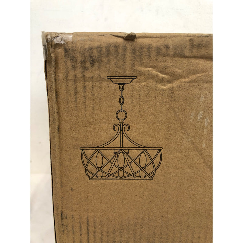 Farmhouse 4-Light Cage Metal Chandelier Black Gold Pendant Lights