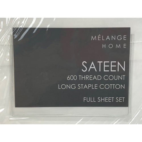 Full, Melange Home 600TC Sheet Set, White