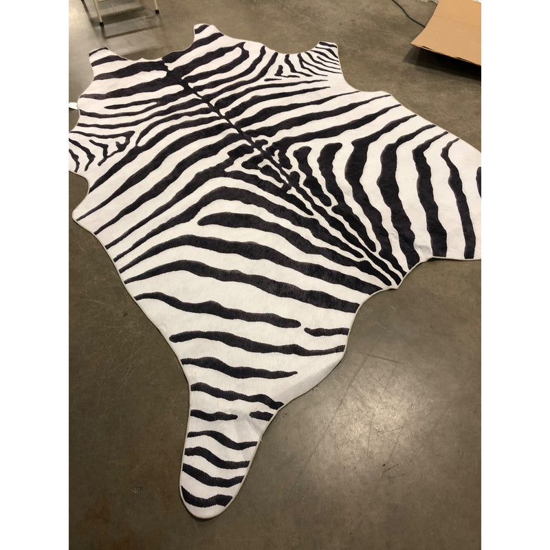 Non-Slip Faux Cowhide Black/White Zebra Print Area Rug, 7ft8in x 10ft