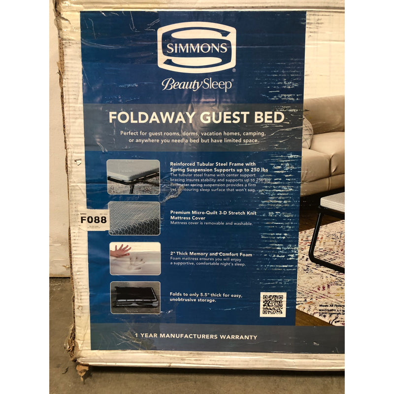 Simmons Beautysleep Folding Guest Bed with Springs and Foam Mattress, Single
