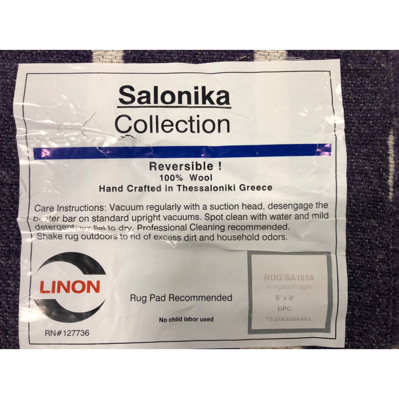 Linon Salonika Irongate Reversible Woven Wool 5ftx8ft Rug in Purple