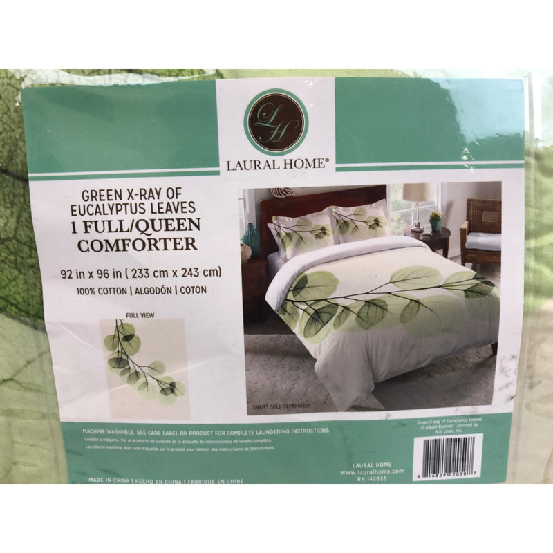 Full/Queen, Laural Home Green X-Ray of Eucalyptus Leaves Comforter