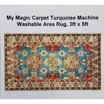 My Magic Carpet Turquoise Machine Washable Area Rug, 3ft x 5ft