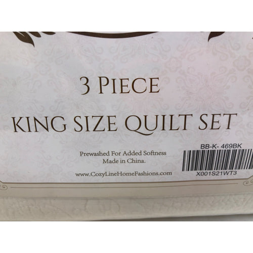 King, Scalloped Edge Cotton 3-piece Bedding Set, Off-White