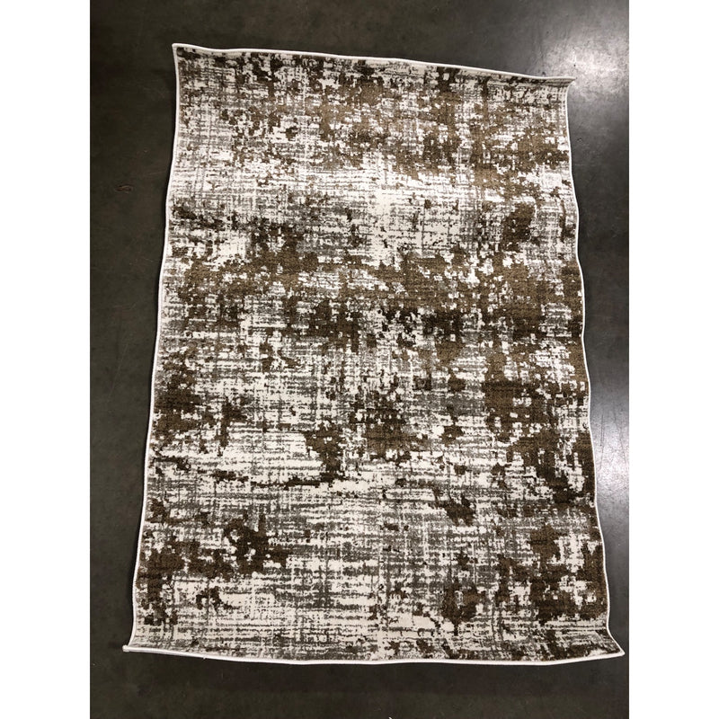 4' X 6' Beige Gold And Grey Abstract Power Loom Stain Resistant Area Rug