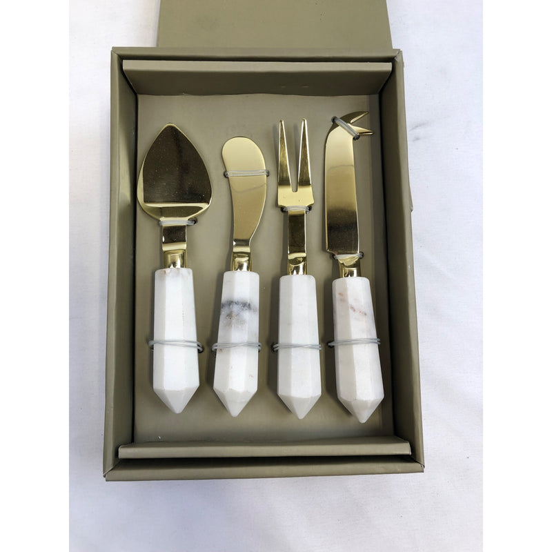 Asteria Cheese Knives, Set Of 4, Gold/Marble
