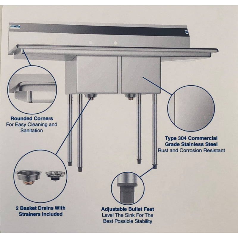 Koolmore 12in x 16in x10in Stainless Steel Kitchen Prep and Utility Sink, Silver