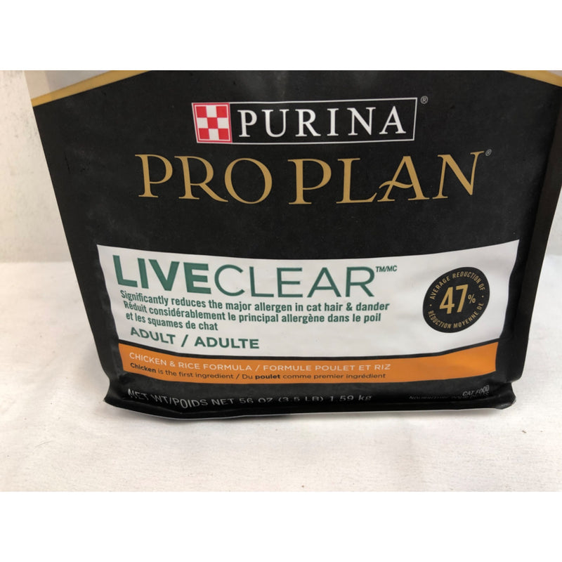 Purina Pro Plan Liveclear for Adult Cats Chicken Rice, 3.2 lb Bag