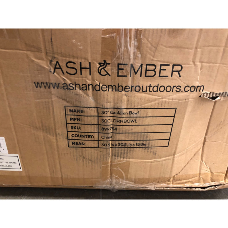 Ash & Ember 30in Cast Iron Cauldron Fire Pit Bowl with Double Hinged Grill Grate