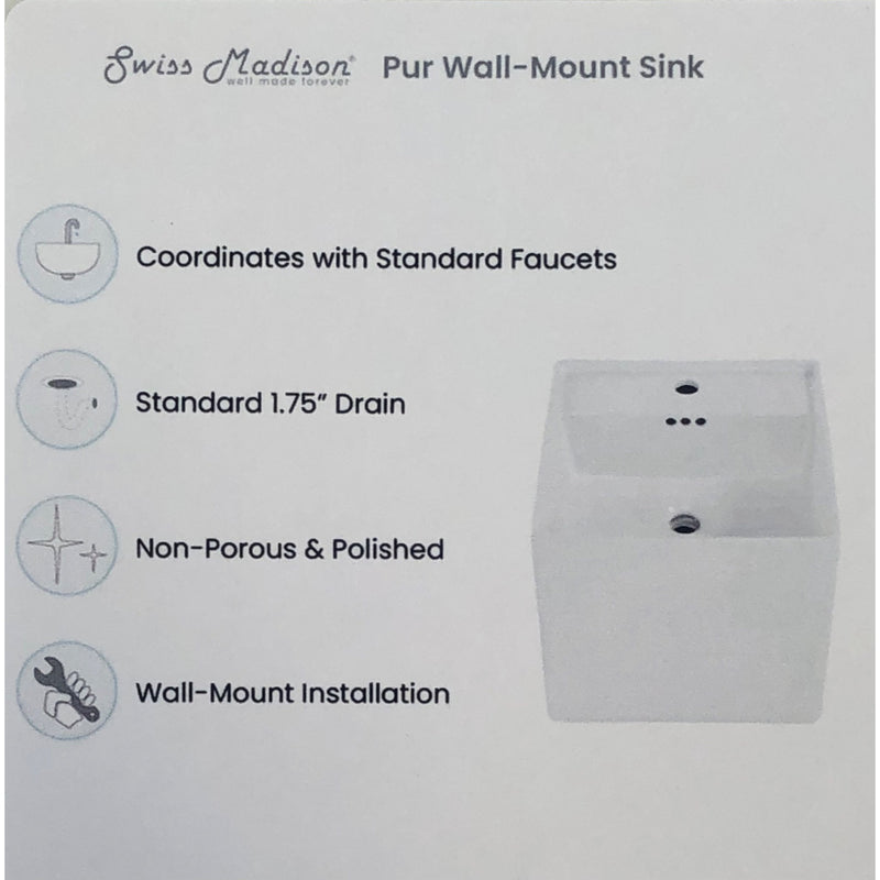 Pur 16.5in Square Wall-Mount Bathroom Sink