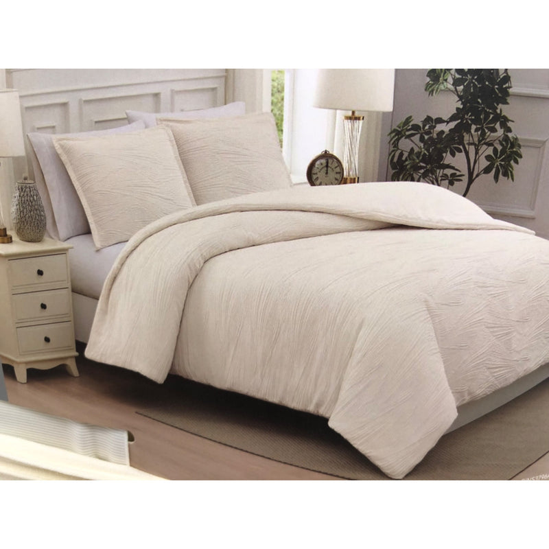 Queen, Berkshire Life Pleated Wave 3-piece Comforter Set, Ivory