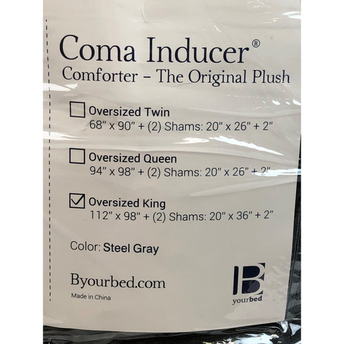 King, Coma Inducer The Original Plush Steel Grey 3-piece Comforter Set