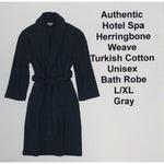 Authentic Hotel Spa Herringbone Weave Turkish Cotton Unisex Bath Robe, L/XL