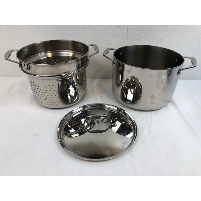 3 pc Kirkland 8 quart Stock Pot with Pasta Insert Strainer and Lid