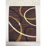 Allstar Modern Accent Rug in Brown with Overlapping Curve design - 8ft x 10ft