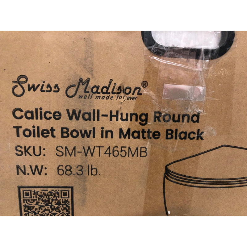 Swiss Madison Calice Wall-Hung Round Toilet Bowl in Matte Black