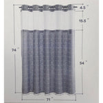 Tassels Geometric Shower Curtain with Snap-in Liner, 71in W x 74in L, Gray