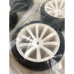 Set of 4 RC Rubber Tires, 12mm Hex, 2in White Rims, 2.5in Tires
