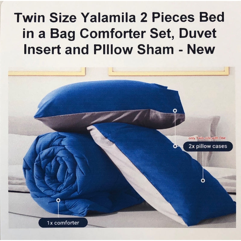 Twin Size Yalamila Bed in a Bag Comforter Set, Duvet Insert and PIllow Sham