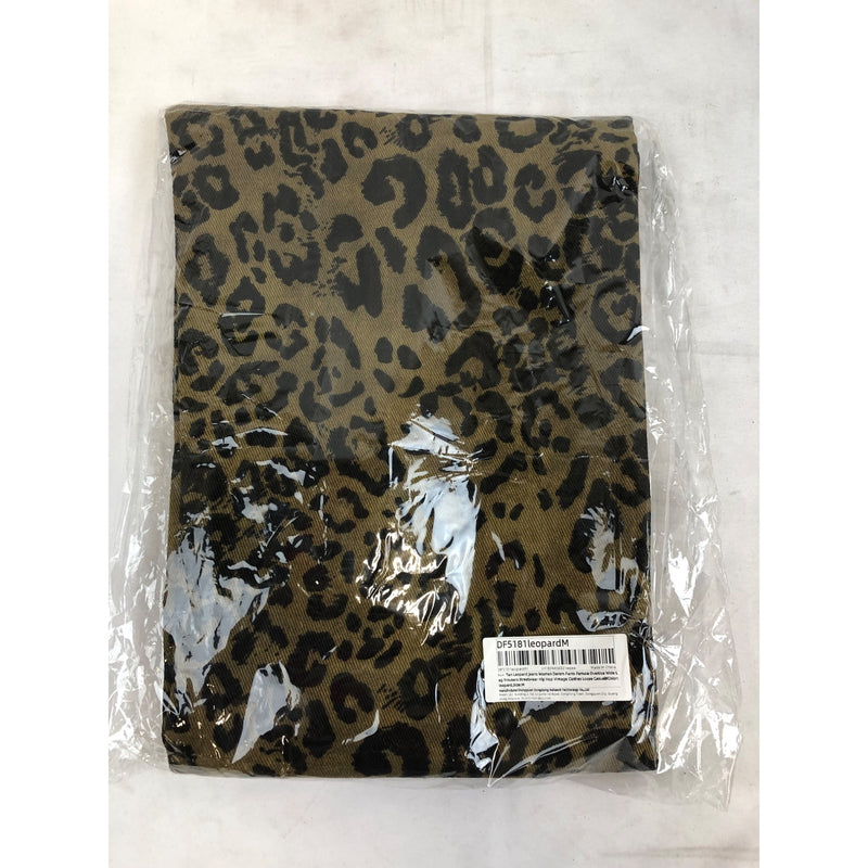 Medium Womens, Elegant Casual Leopard Print Jeans, High Waisted, Wide Leg Baggy