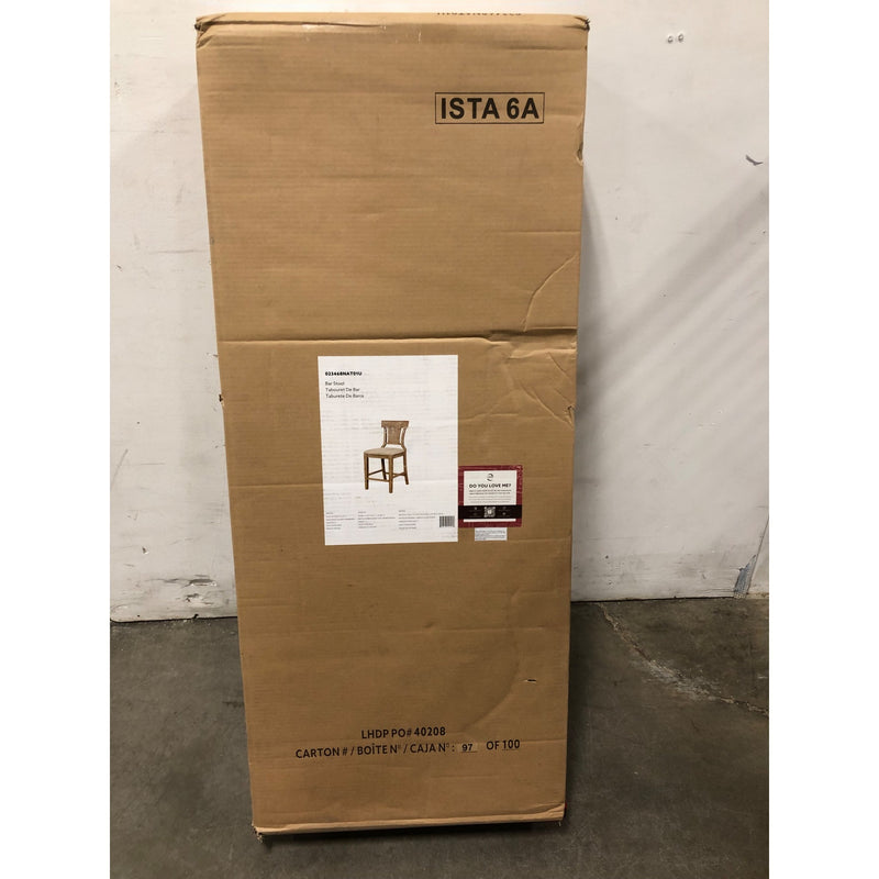 Linon Rylan 30in Bar Stool, Rustic Graywash/Beige