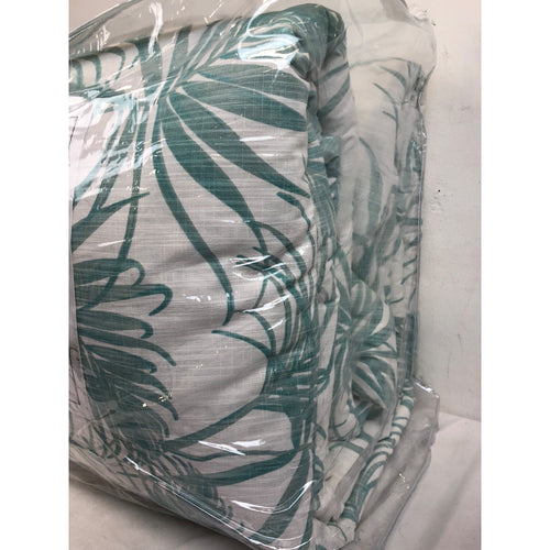 Full, Trinidad Seafoam Color Tropical Leaves Comforter Set