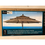 ProShade 11ft Solar LED Aluminum Umbrella with Tilt, Mushroom Beige