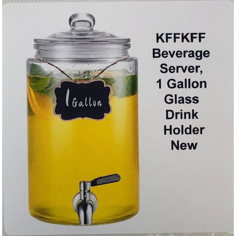 KFFKFF Beverage Server, 1 Gallon Glass Drink Holder